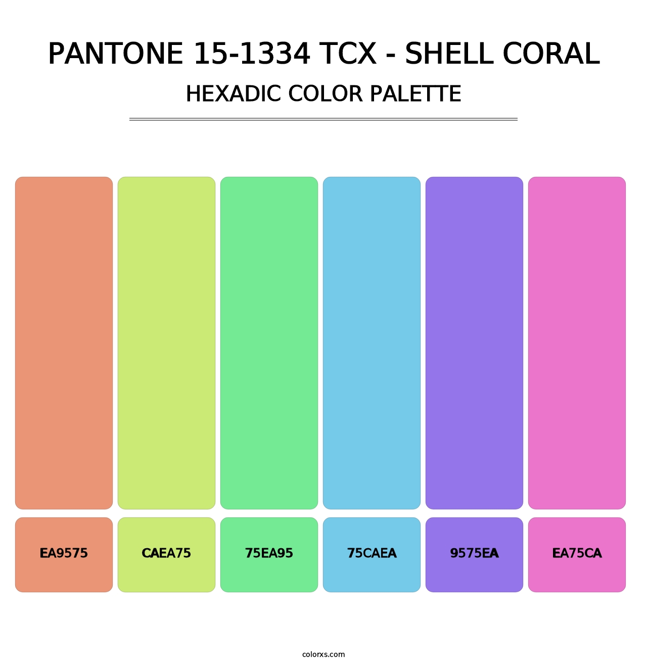 PANTONE 15-1334 TCX - Shell Coral - Hexadic Color Palette