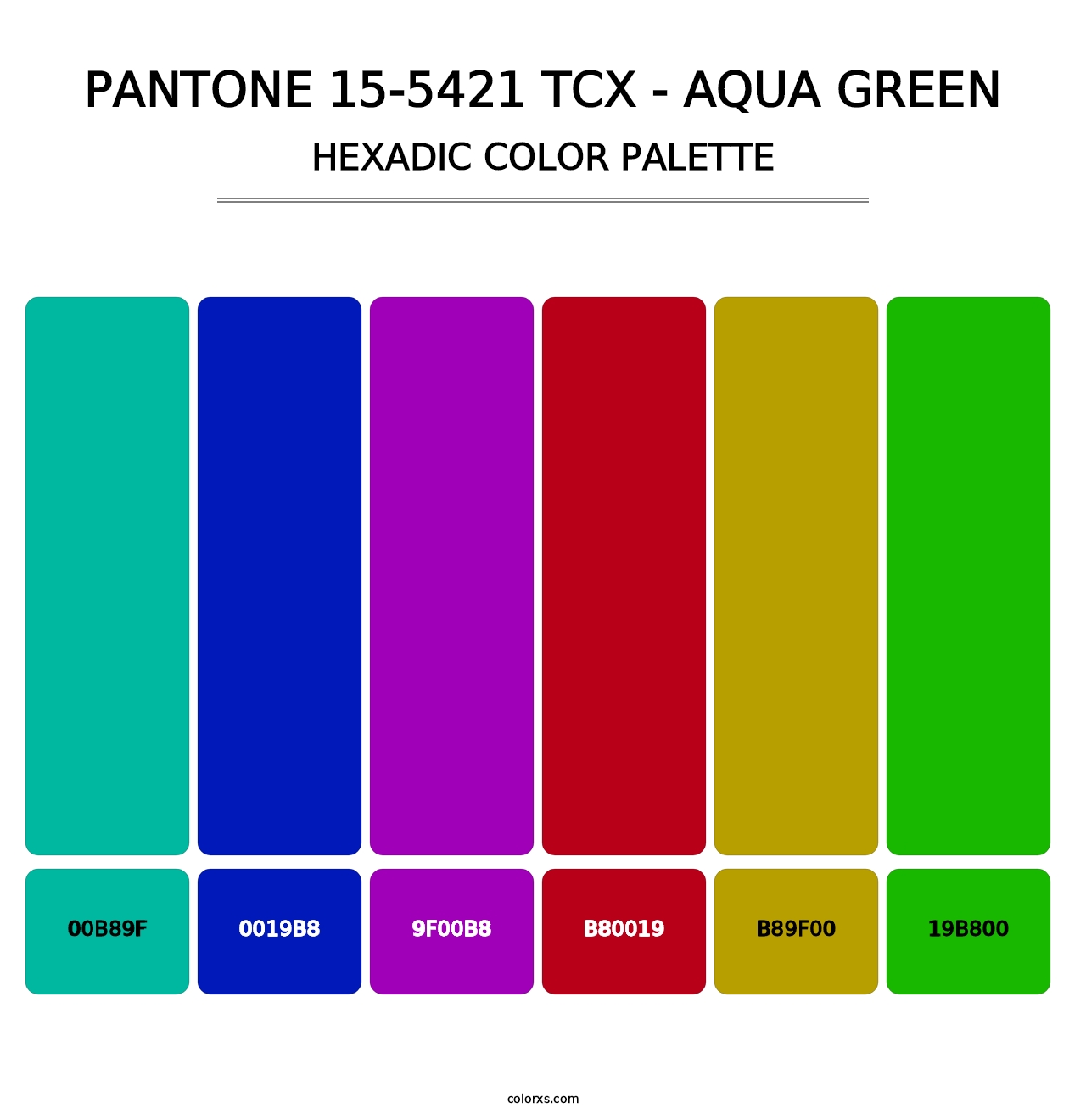 PANTONE 15-5421 TCX - Aqua Green - Hexadic Color Palette