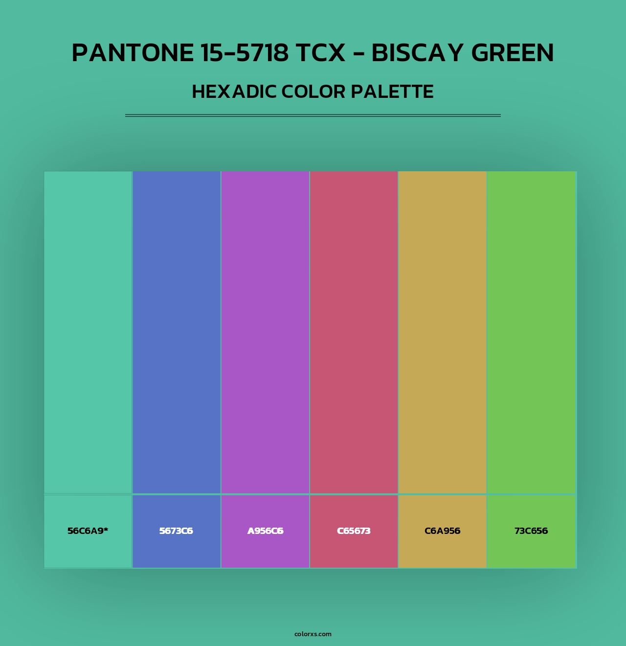 PANTONE 15-5718 TCX - Biscay Green - Hexadic Color Palette