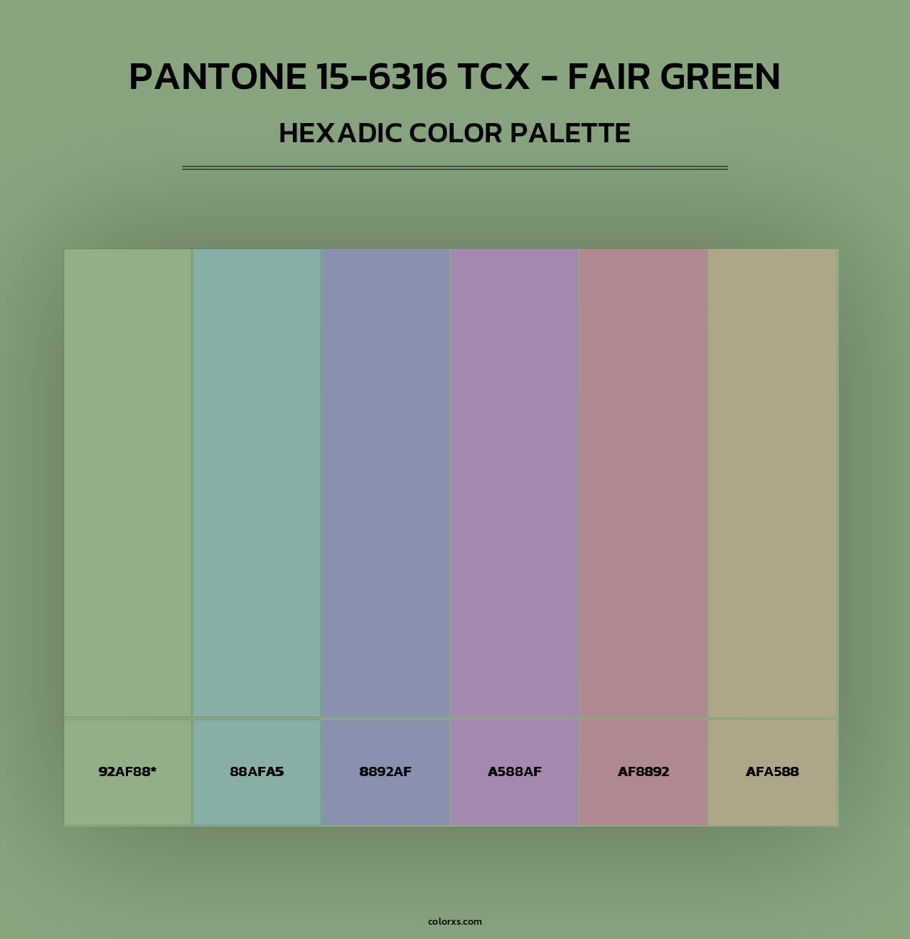 PANTONE 15-6316 TCX - Fair Green - Hexadic Color Palette
