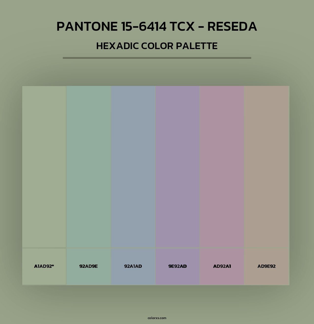PANTONE 15-6414 TCX - Reseda - Hexadic Color Palette