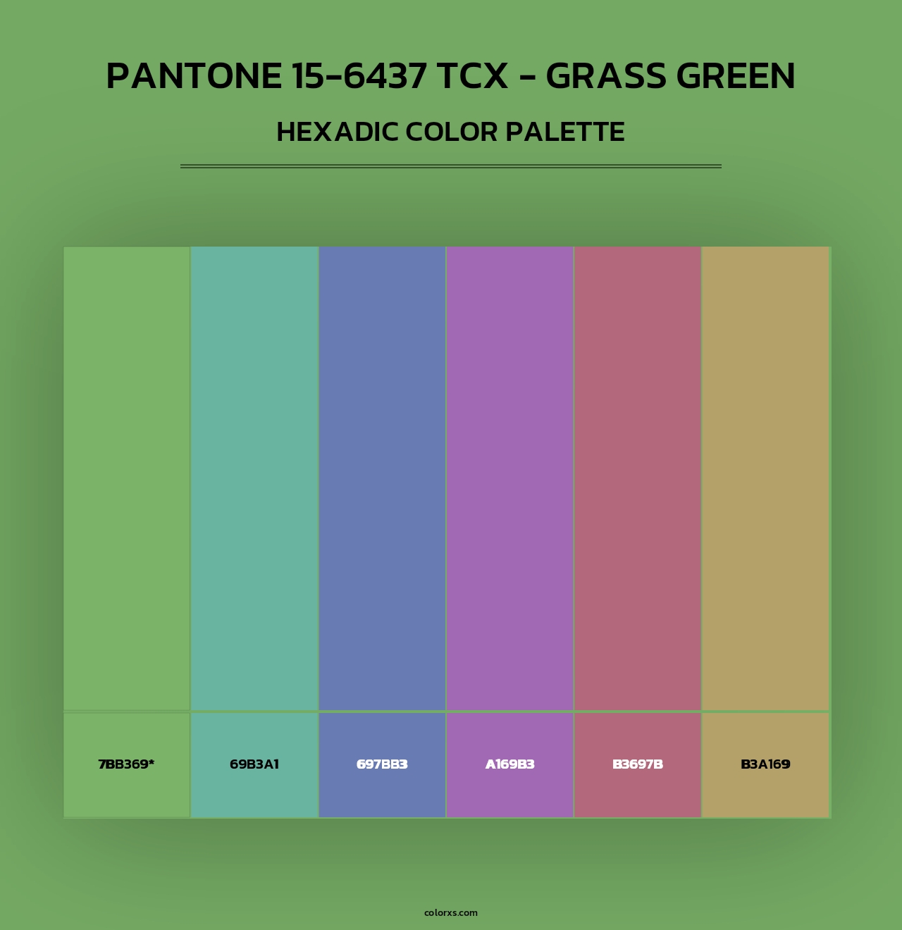 PANTONE 15-6437 TCX - Grass Green - Hexadic Color Palette