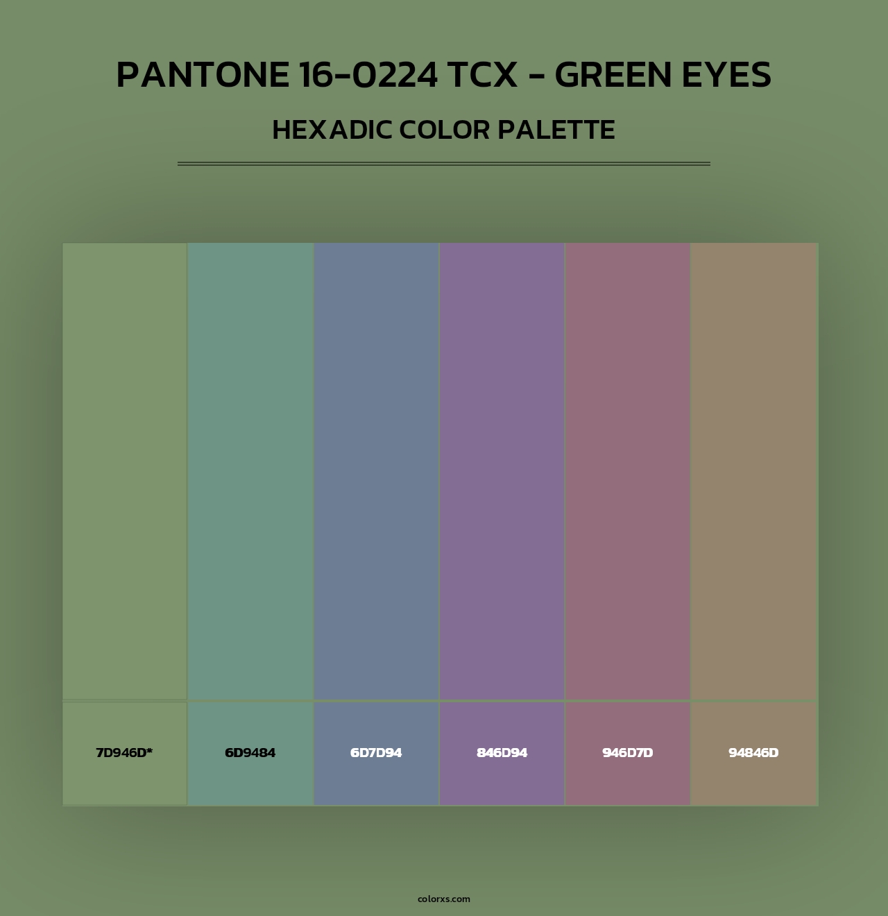 PANTONE 16-0224 TCX - Green Eyes - Hexadic Color Palette