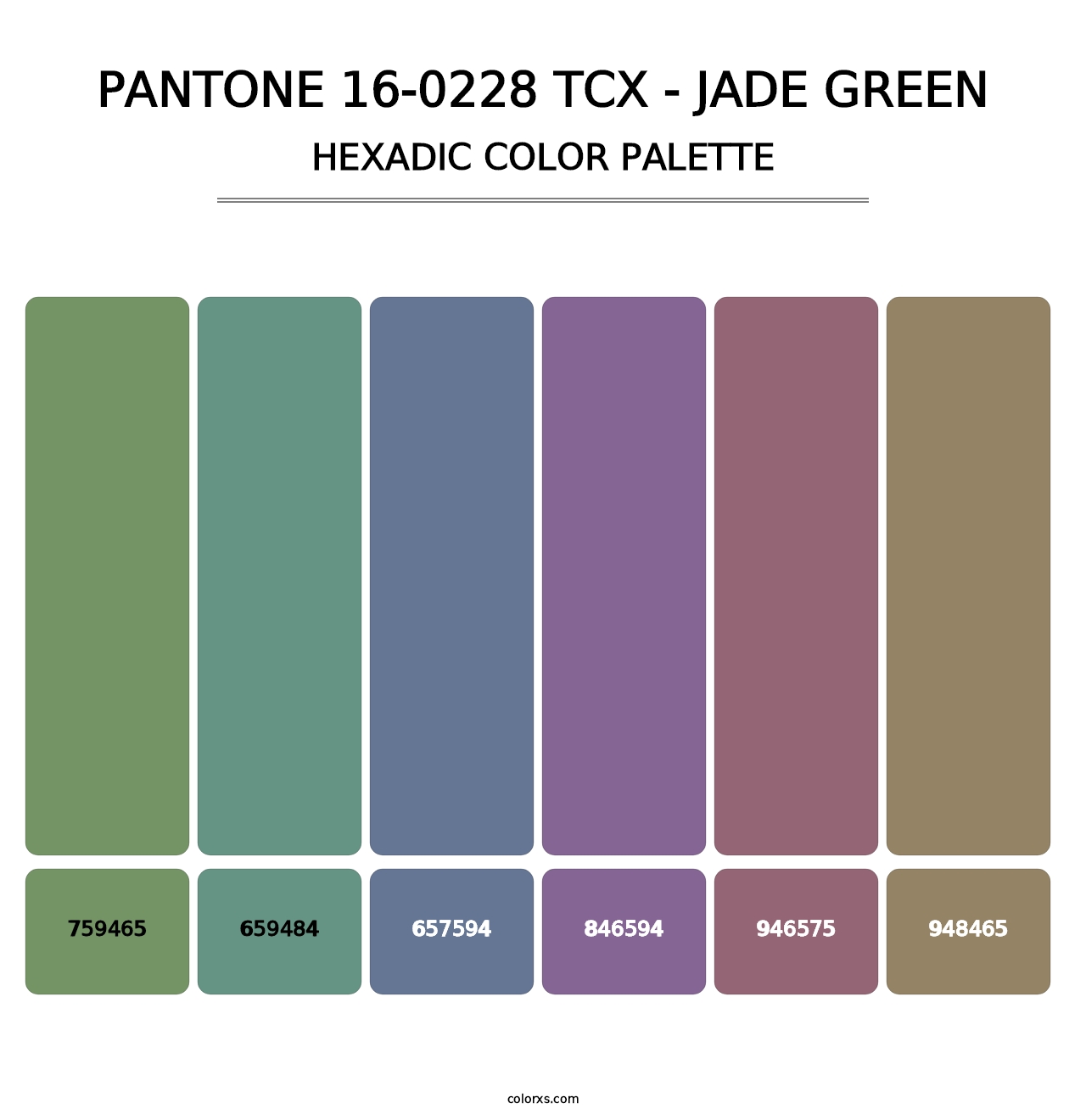 PANTONE 16-0228 TCX - Jade Green - Hexadic Color Palette