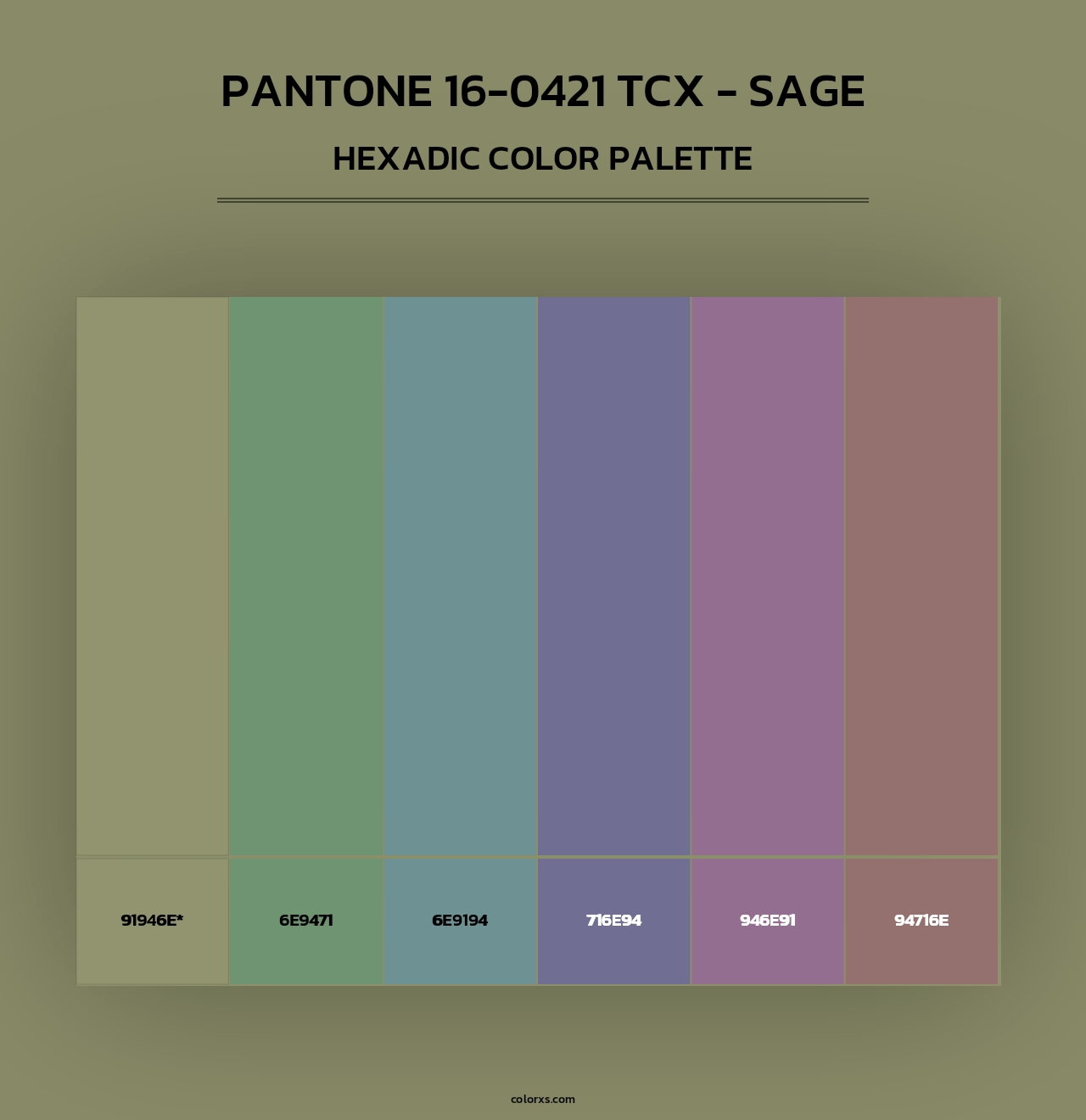 PANTONE 16-0421 TCX - Sage - Hexadic Color Palette