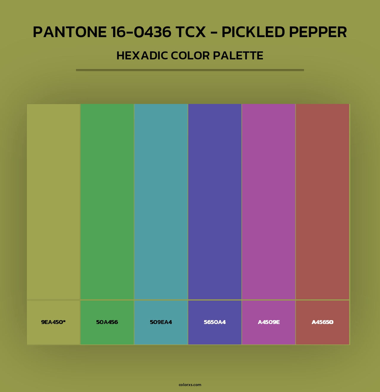 PANTONE 16-0436 TCX - Pickled Pepper - Hexadic Color Palette
