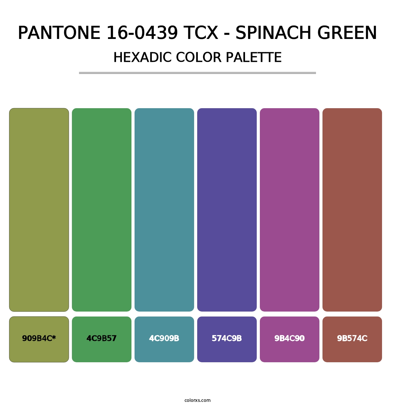 PANTONE 16-0439 TCX - Spinach Green - Hexadic Color Palette