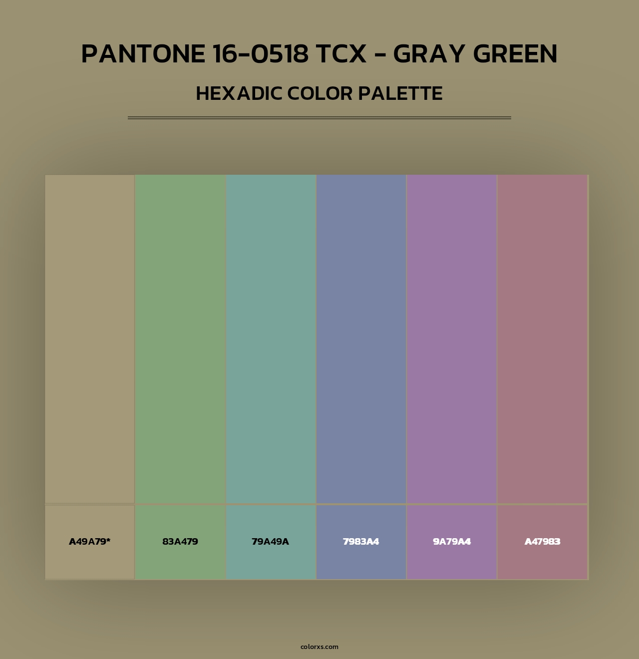 PANTONE 16-0518 TCX - Gray Green - Hexadic Color Palette