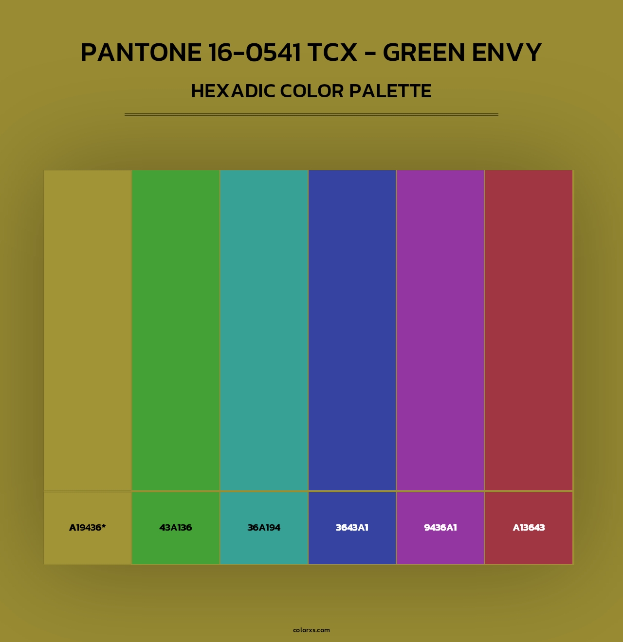 PANTONE 16-0541 TCX - Green Envy - Hexadic Color Palette
