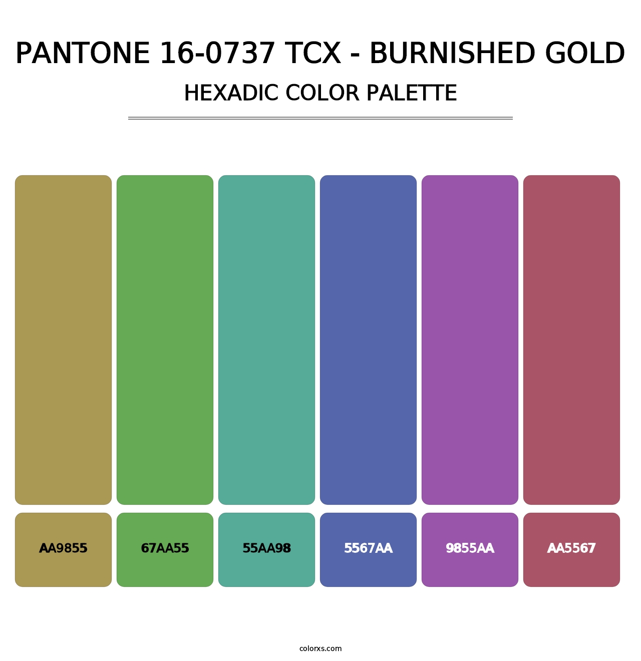 PANTONE 16-0737 TCX - Burnished Gold - Hexadic Color Palette