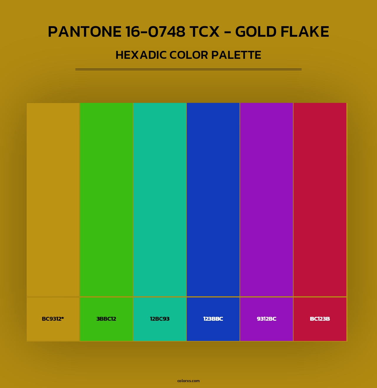 PANTONE 16-0748 TCX - Gold Flake - Hexadic Color Palette
