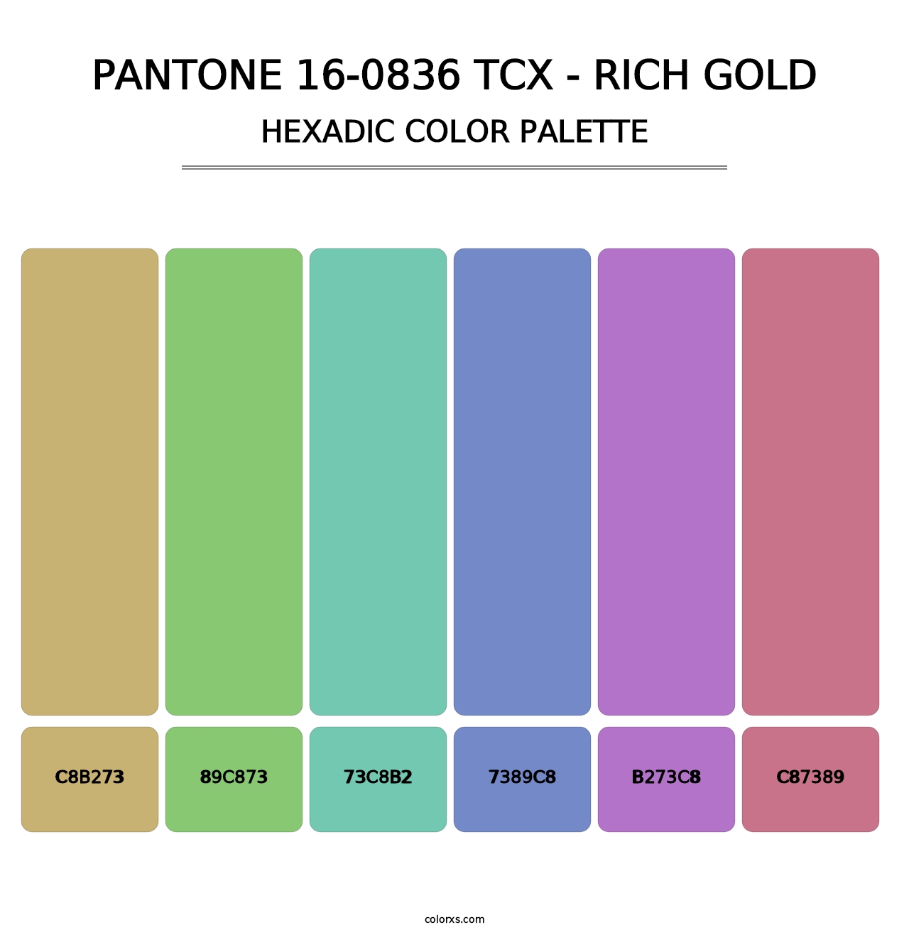 PANTONE 16-0836 TCX - Rich Gold - Hexadic Color Palette