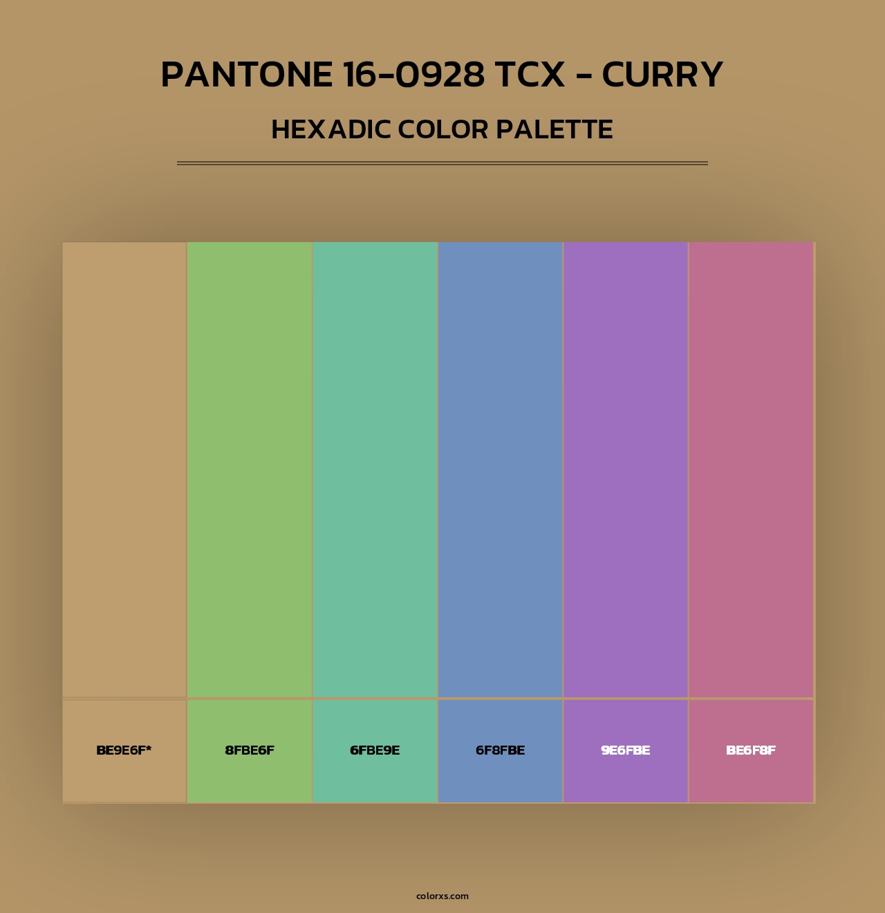 PANTONE 16-0928 TCX - Curry - Hexadic Color Palette