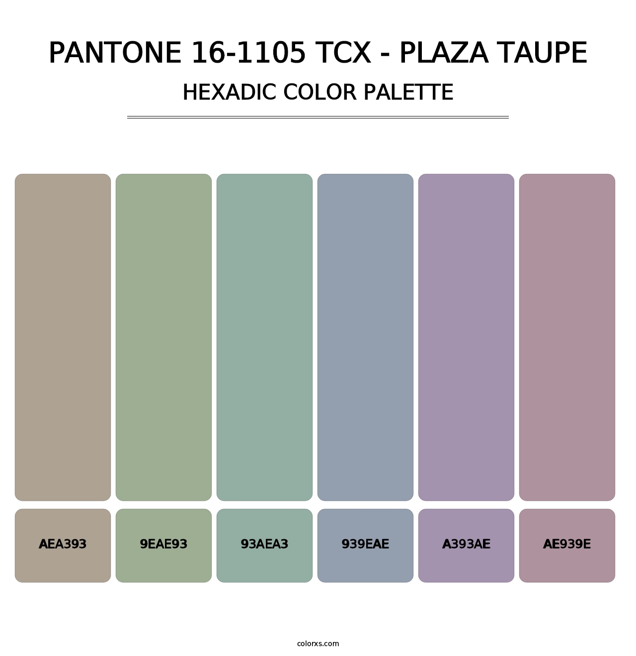 PANTONE 16-1105 TCX - Plaza Taupe - Hexadic Color Palette