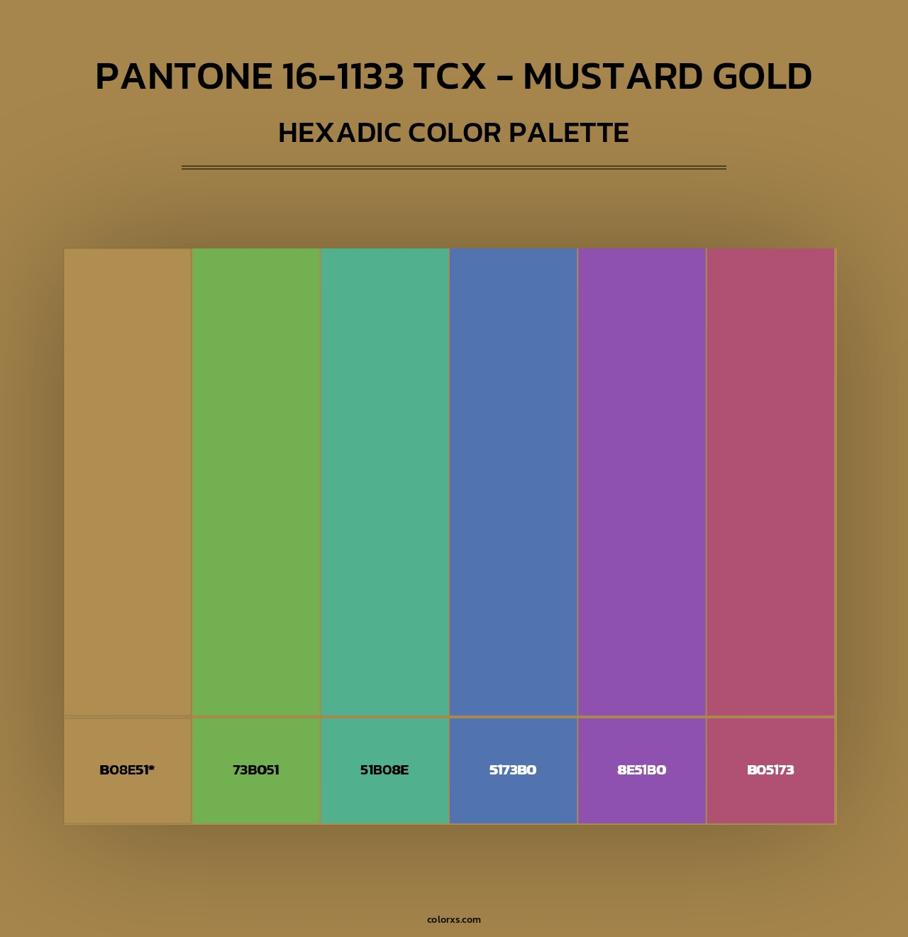 PANTONE 16-1133 TCX - Mustard Gold - Hexadic Color Palette