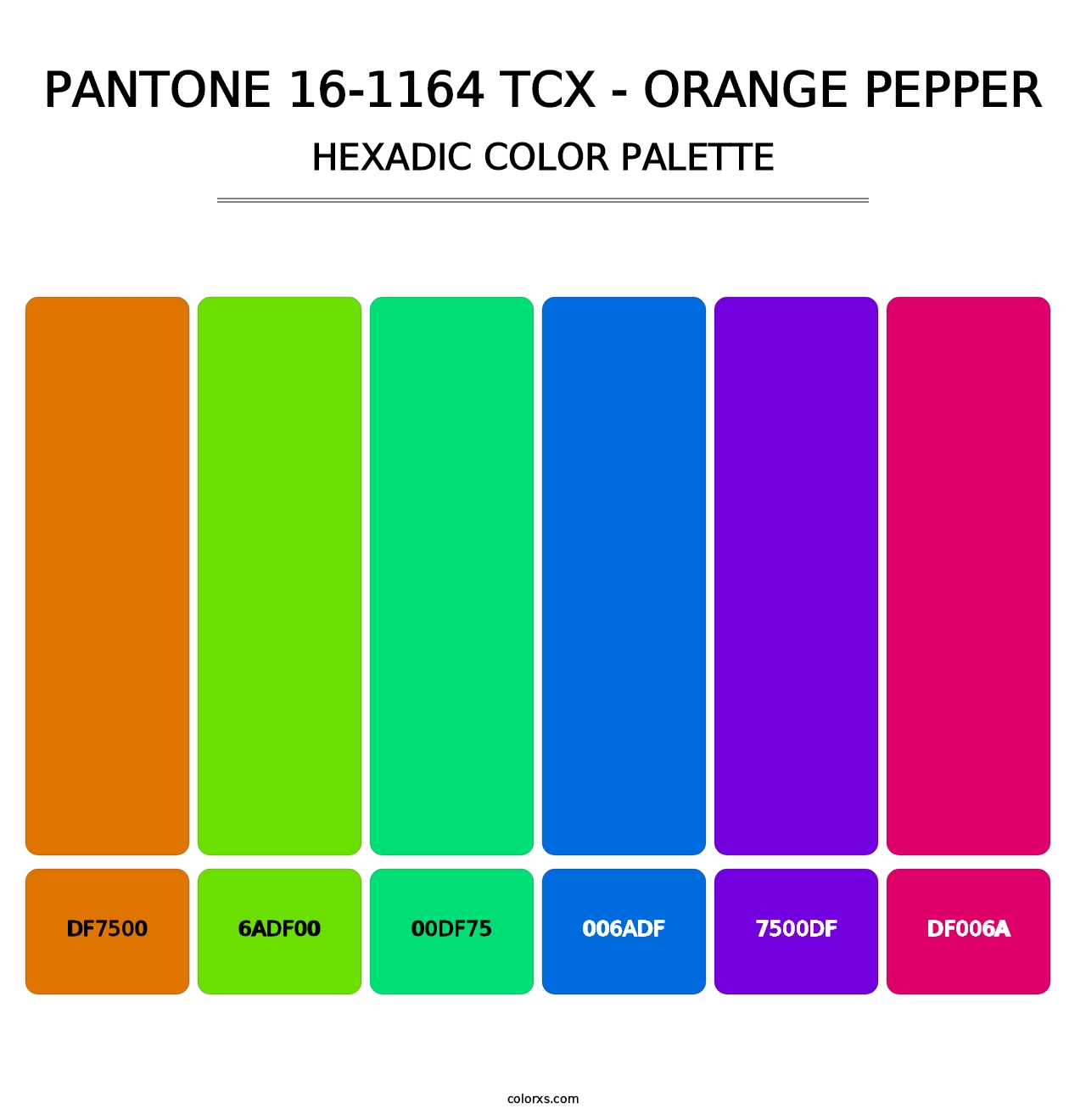 PANTONE 16-1164 TCX - Orange Pepper - Hexadic Color Palette