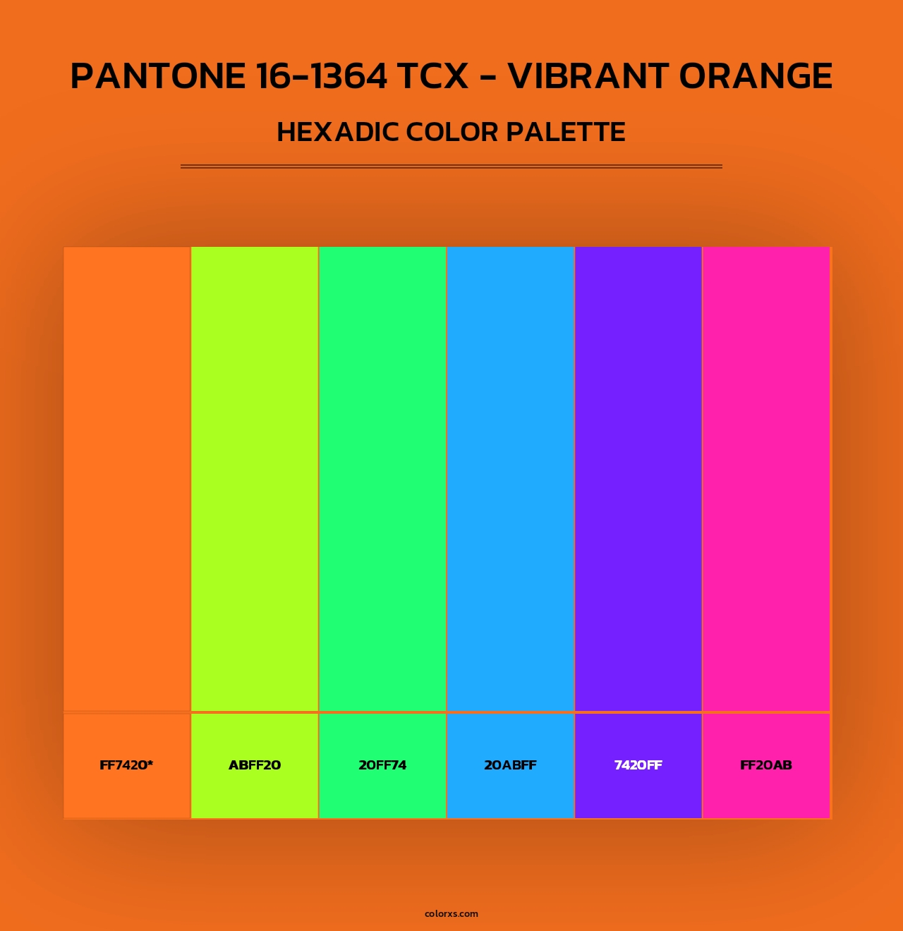 PANTONE 16-1364 TCX - Vibrant Orange - Hexadic Color Palette
