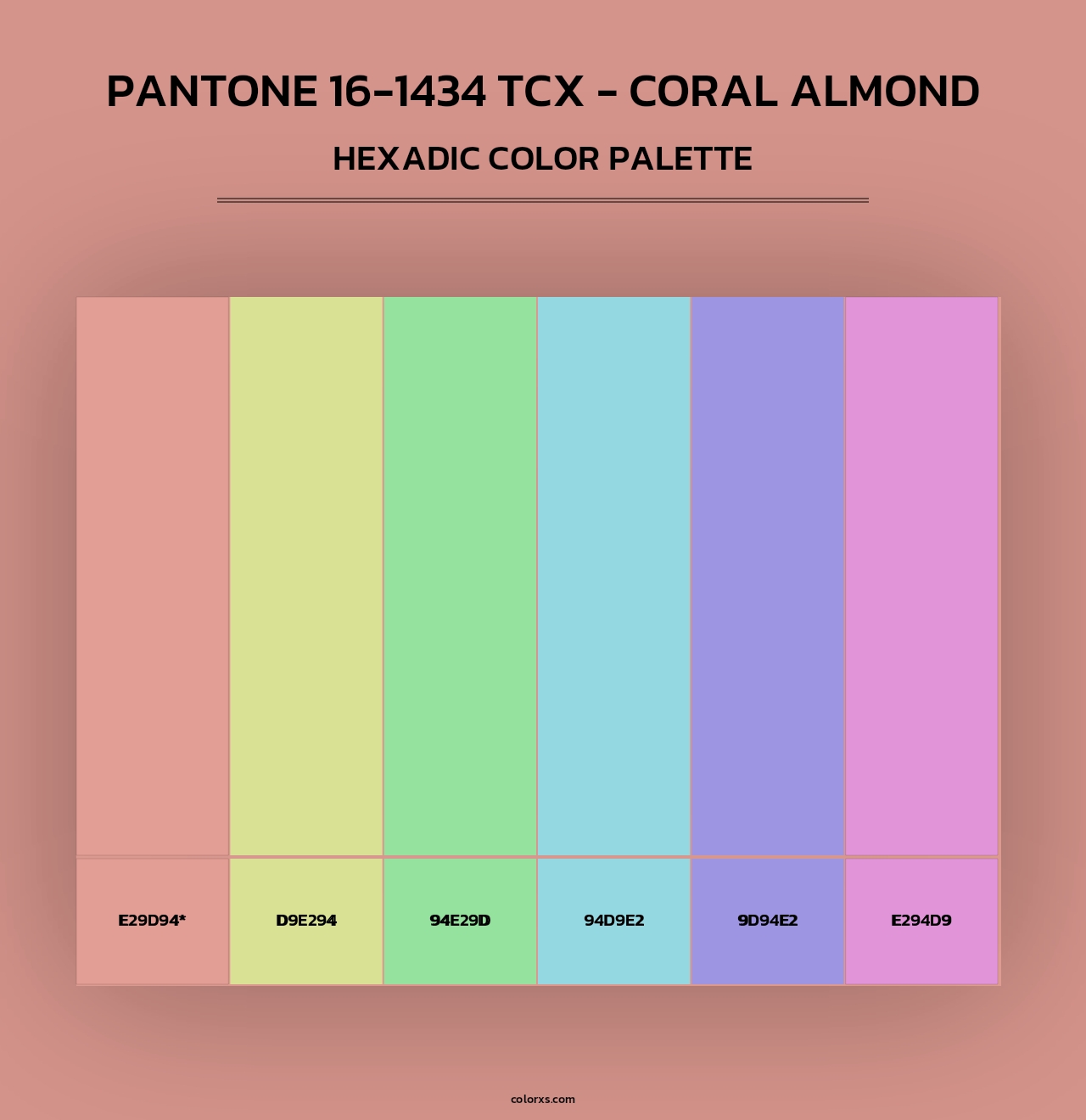 PANTONE 16-1434 TCX - Coral Almond - Hexadic Color Palette