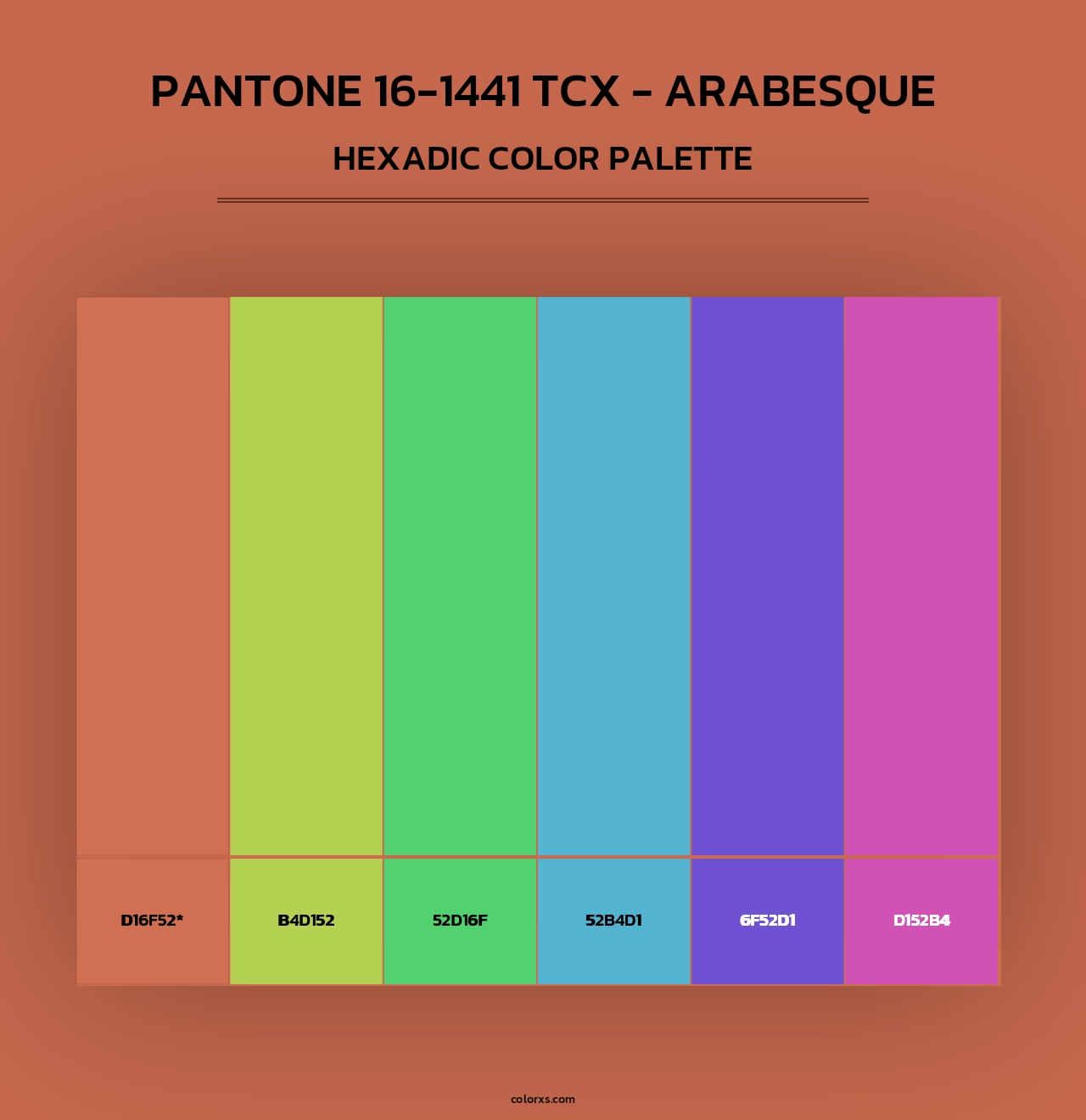 PANTONE 16-1441 TCX - Arabesque - Hexadic Color Palette