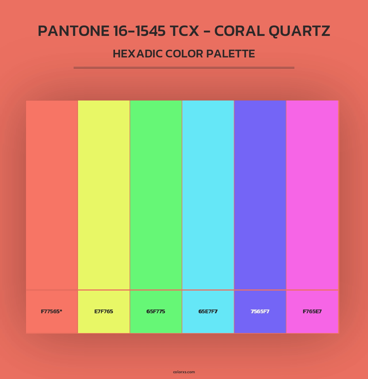 PANTONE 16-1545 TCX - Coral Quartz - Hexadic Color Palette