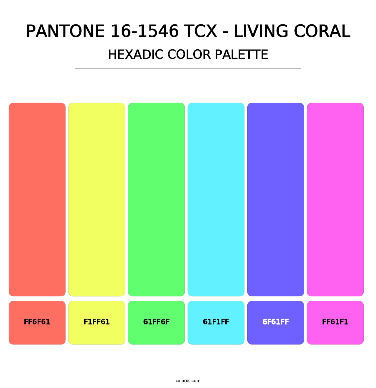 PANTONE 16-1546 TCX - Living Coral - Hexadic Color Palette
