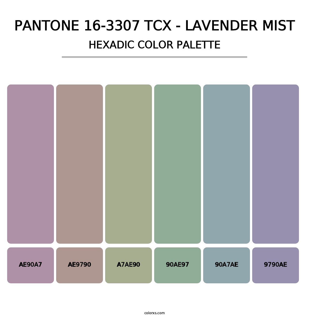 PANTONE 16-3307 TCX - Lavender Mist - Hexadic Color Palette