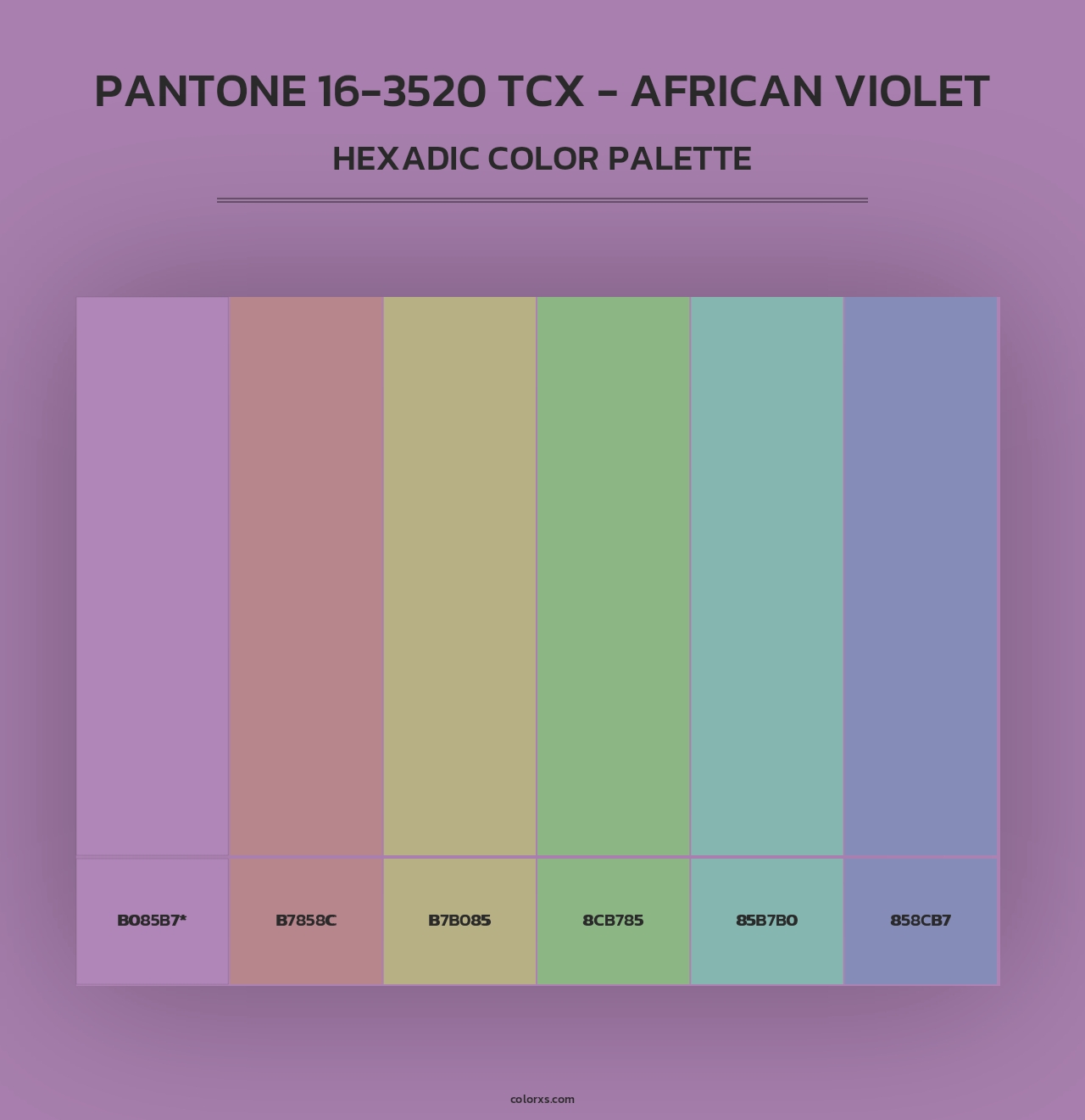 PANTONE 16-3520 TCX - African Violet - Hexadic Color Palette