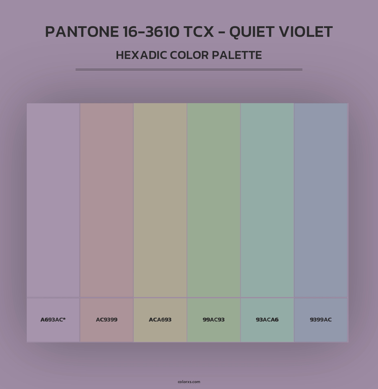 PANTONE 16-3610 TCX - Quiet Violet - Hexadic Color Palette