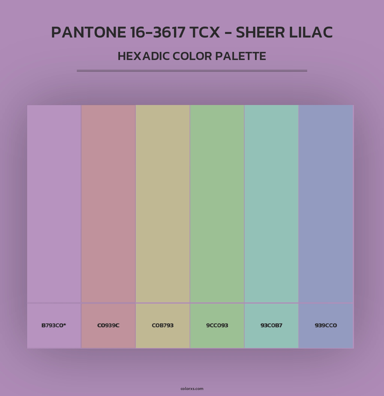 PANTONE 16-3617 TCX - Sheer Lilac - Hexadic Color Palette