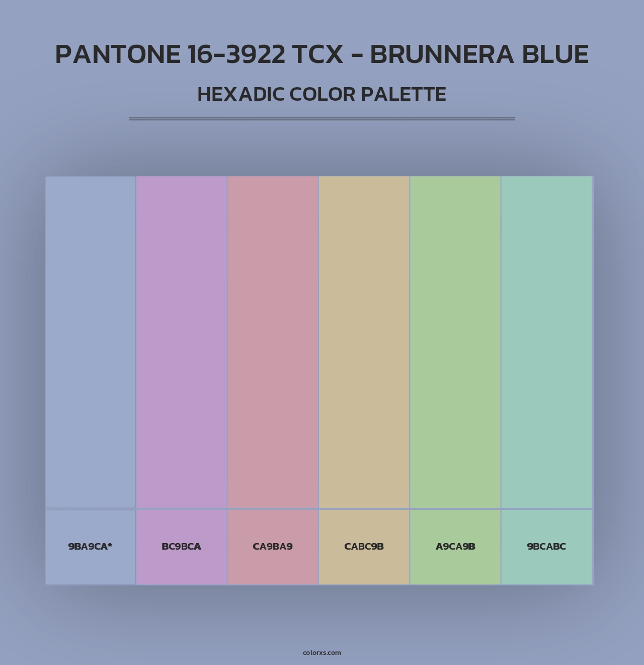 PANTONE 16-3922 TCX - Brunnera Blue - Hexadic Color Palette