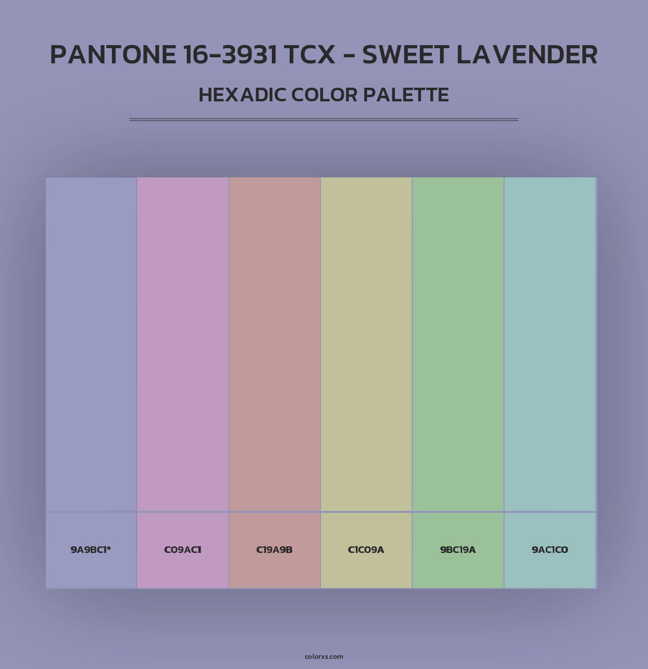 PANTONE 16-3931 TCX - Sweet Lavender - Hexadic Color Palette