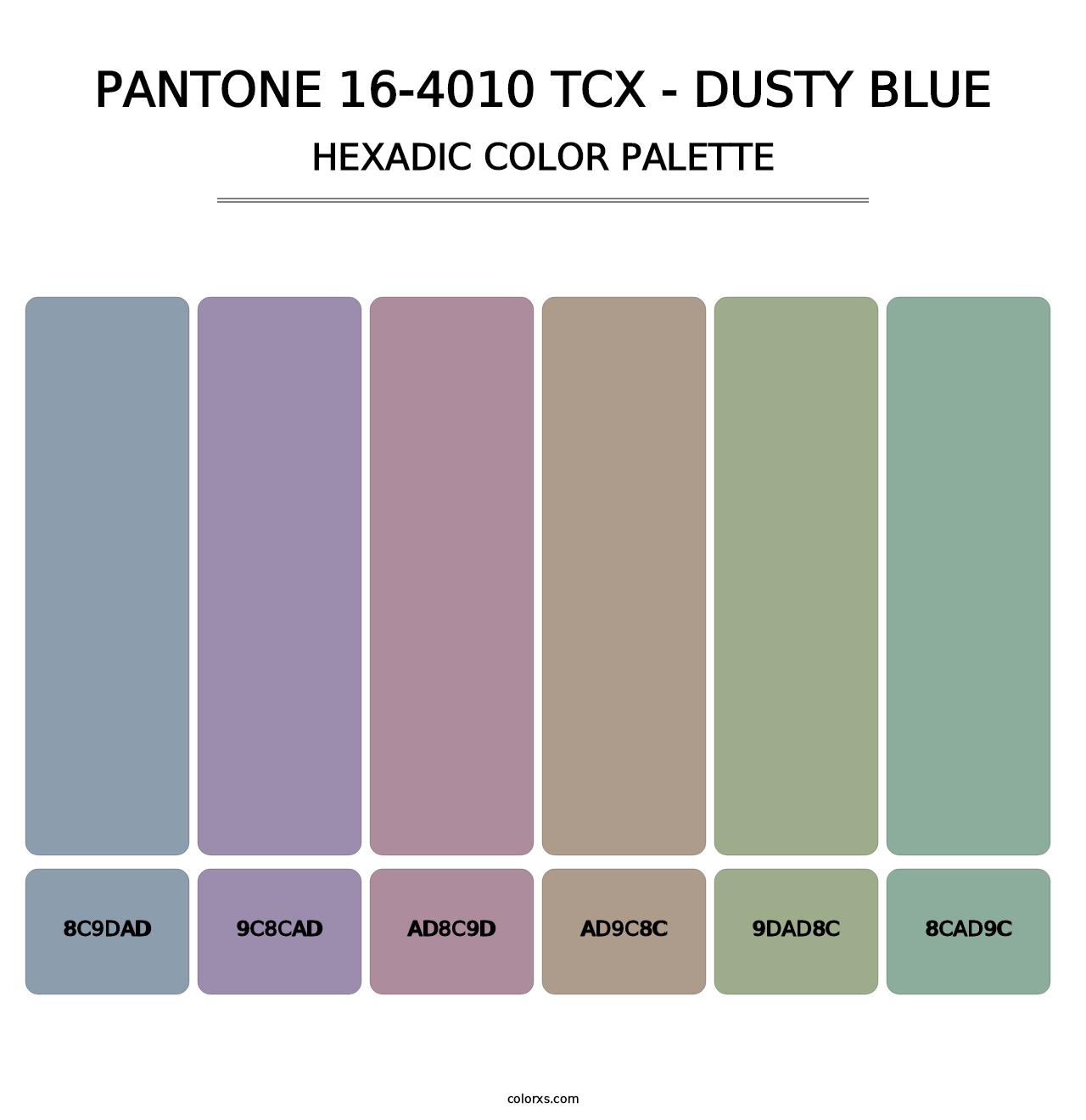 PANTONE 16-4010 TCX - Dusty Blue - Hexadic Color Palette