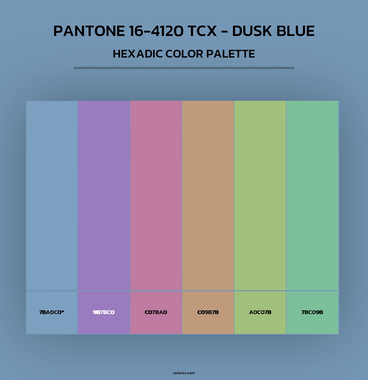 PANTONE 16-4120 TCX - Dusk Blue - Hexadic Color Palette