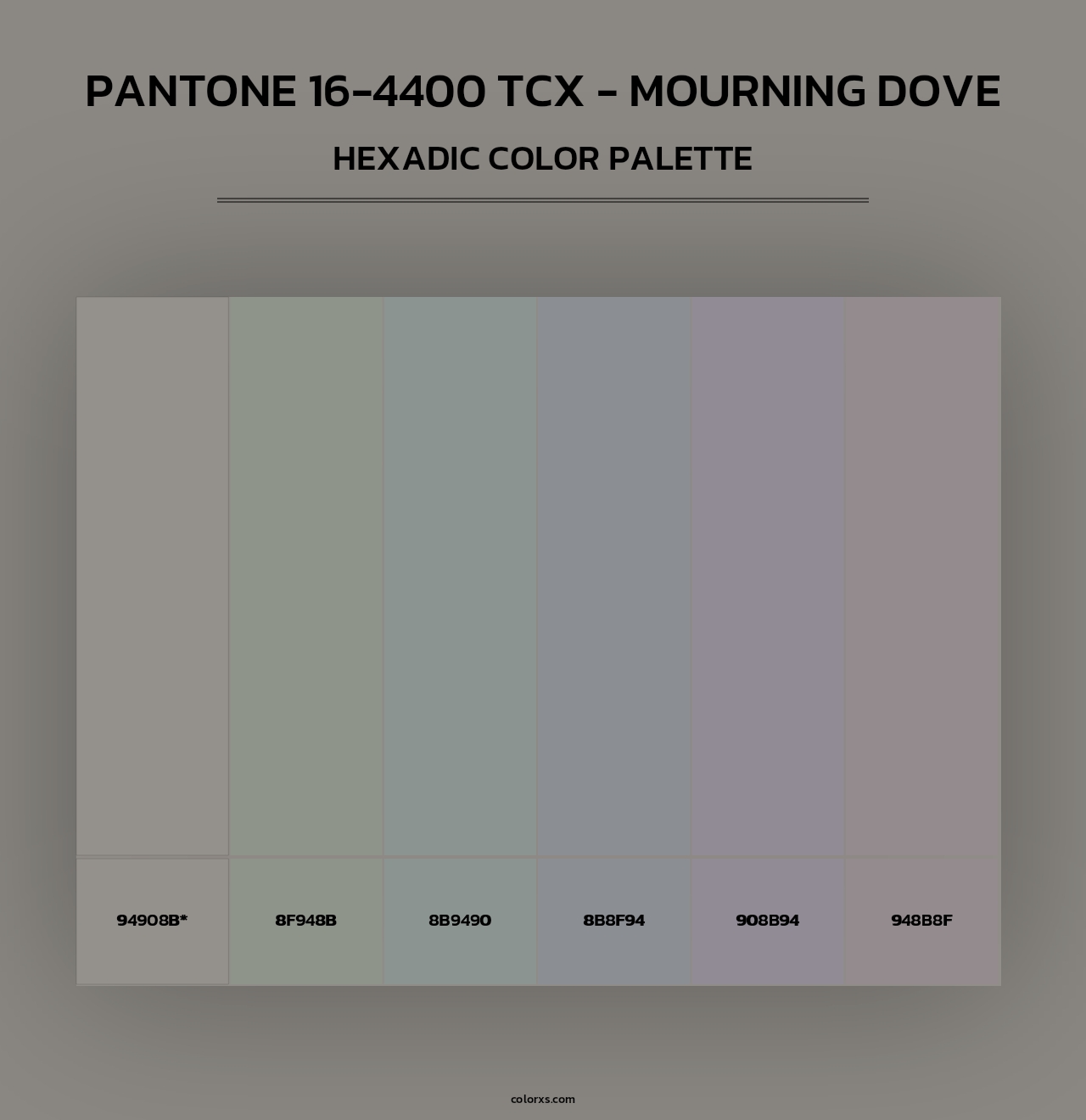 PANTONE 16-4400 TCX - Mourning Dove - Hexadic Color Palette