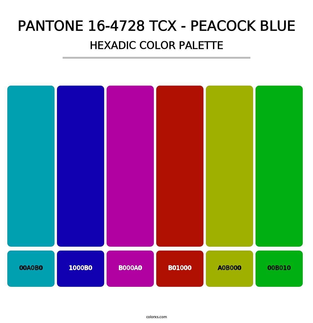 PANTONE 16-4728 TCX - Peacock Blue - Hexadic Color Palette
