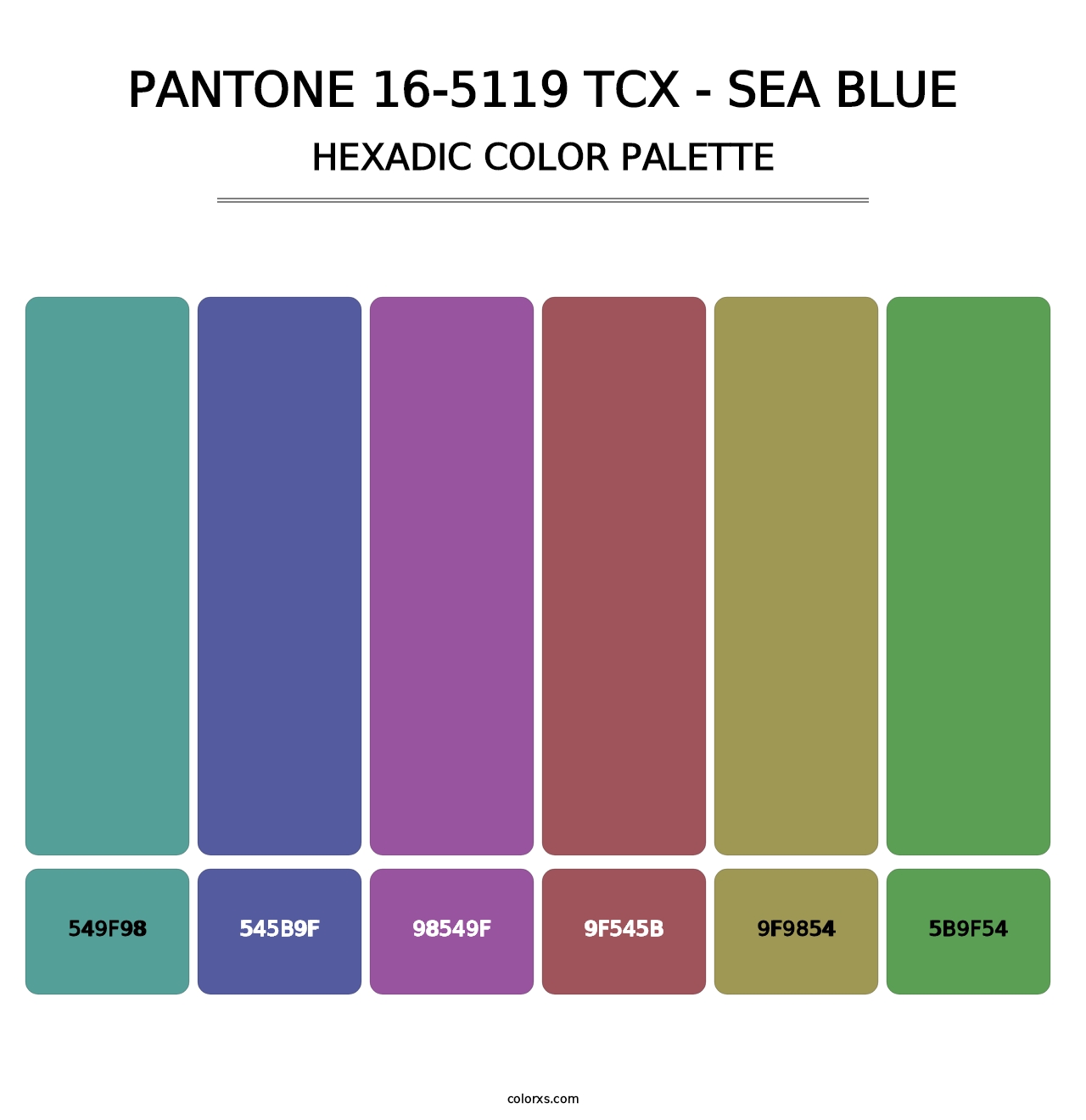 PANTONE 16-5119 TCX - Sea Blue - Hexadic Color Palette