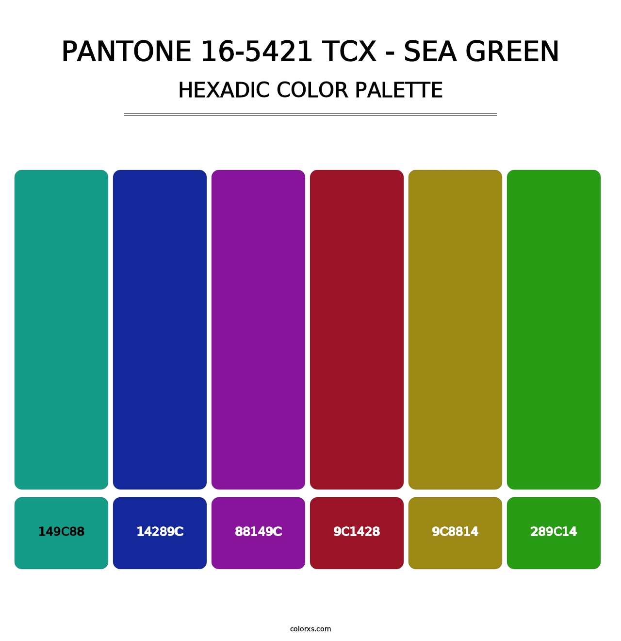 PANTONE 16-5421 TCX - Sea Green - Hexadic Color Palette