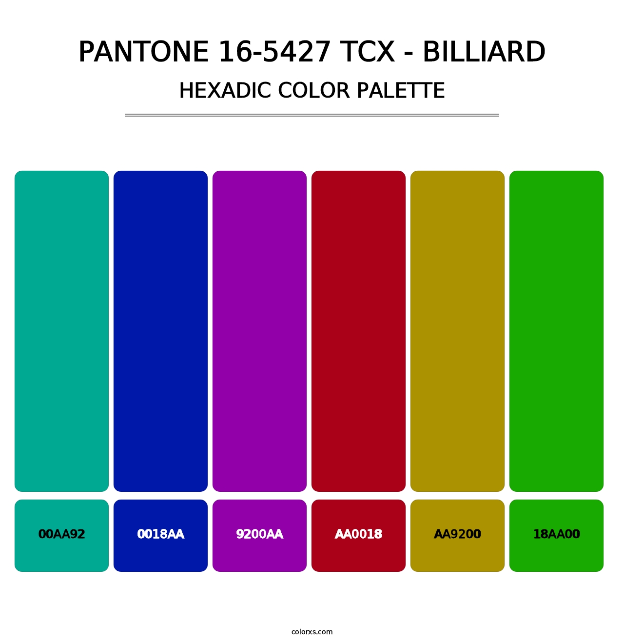 PANTONE 16-5427 TCX - Billiard - Hexadic Color Palette