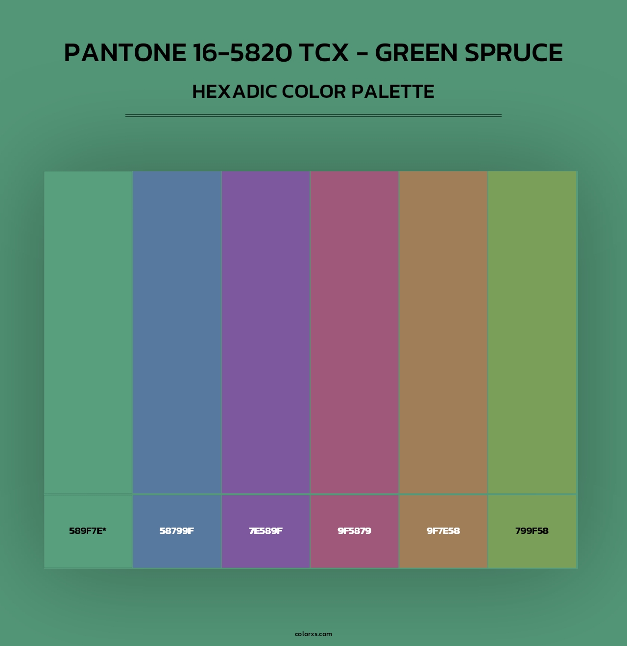 PANTONE 16-5820 TCX - Green Spruce - Hexadic Color Palette