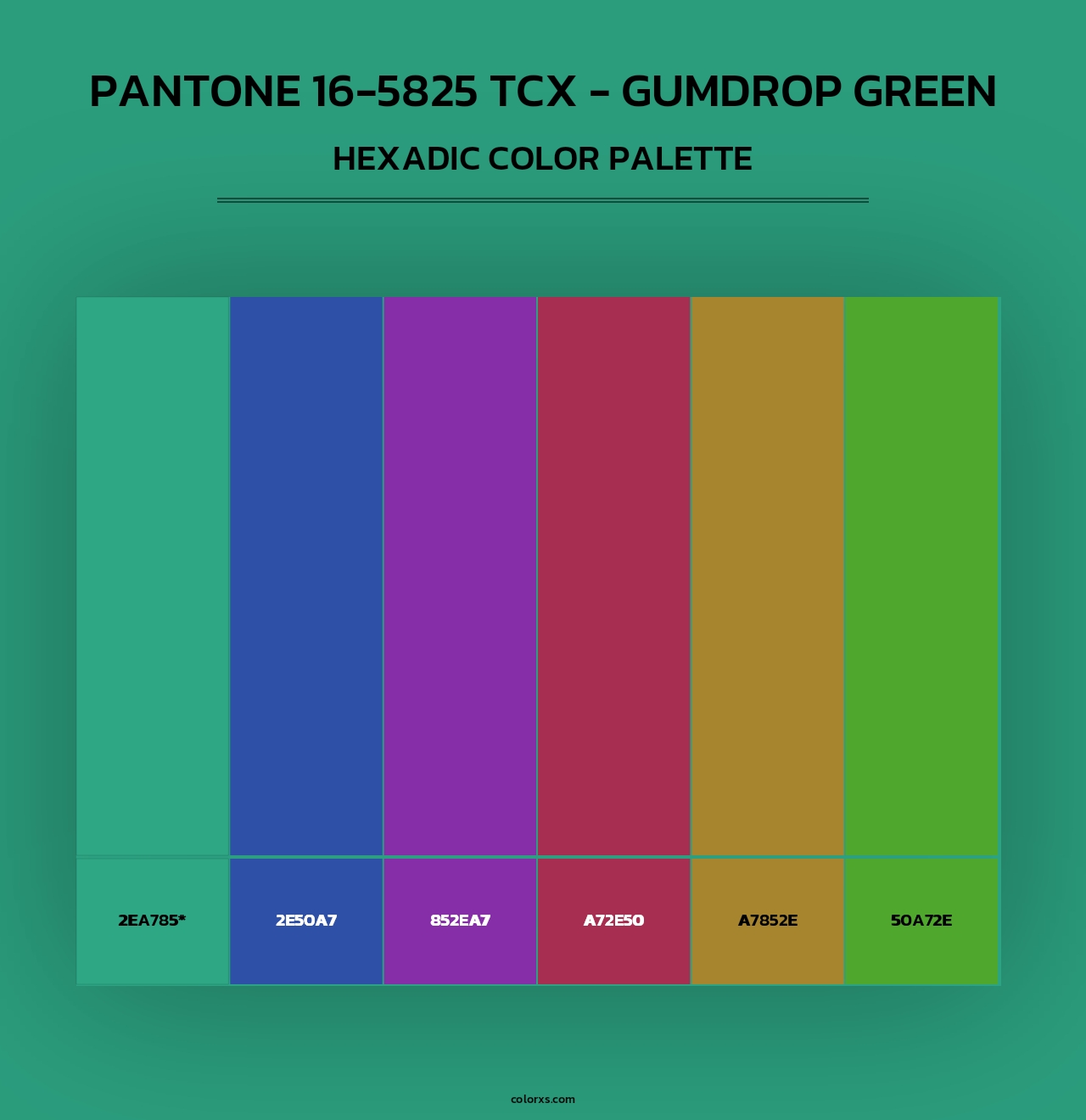 PANTONE 16-5825 TCX - Gumdrop Green - Hexadic Color Palette