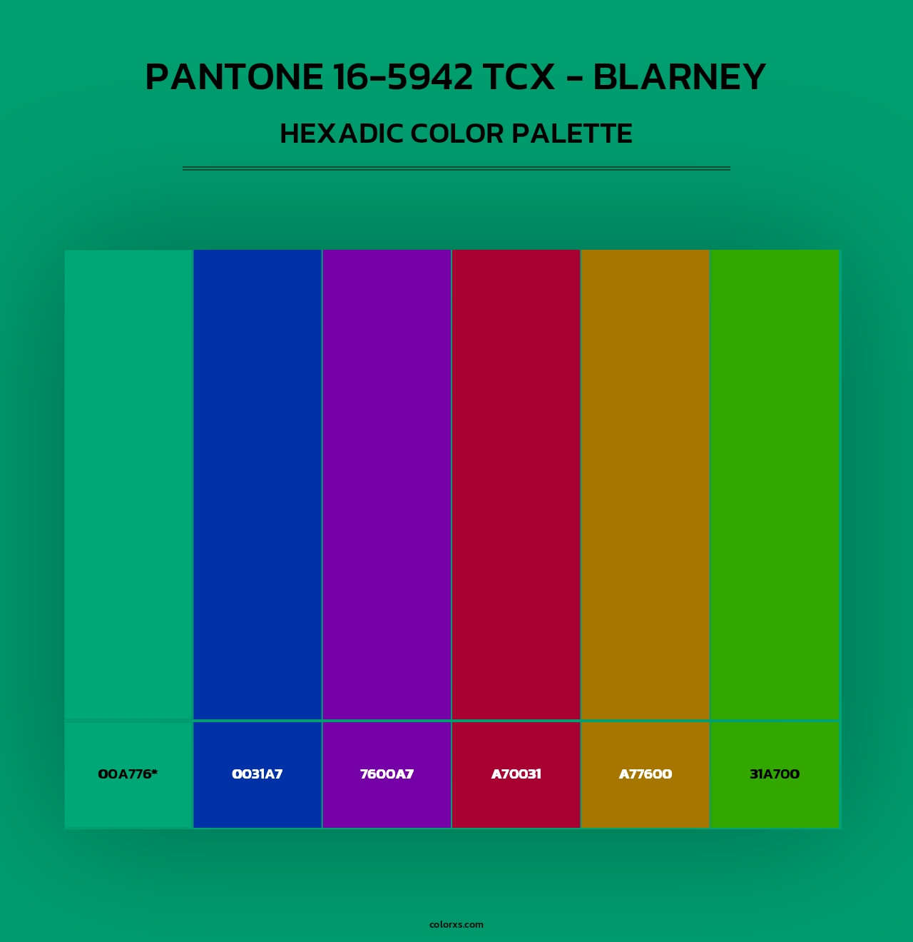 PANTONE 16-5942 TCX - Blarney - Hexadic Color Palette