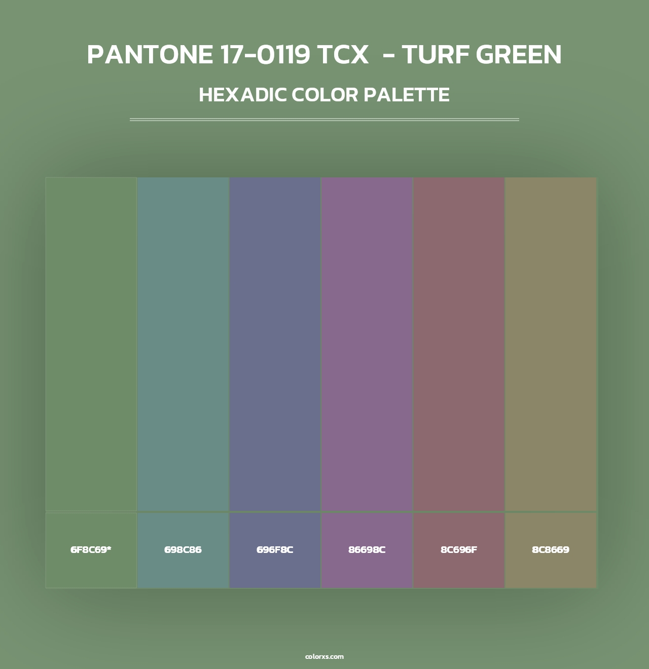 PANTONE 17-0119 TCX  - Turf Green - Hexadic Color Palette