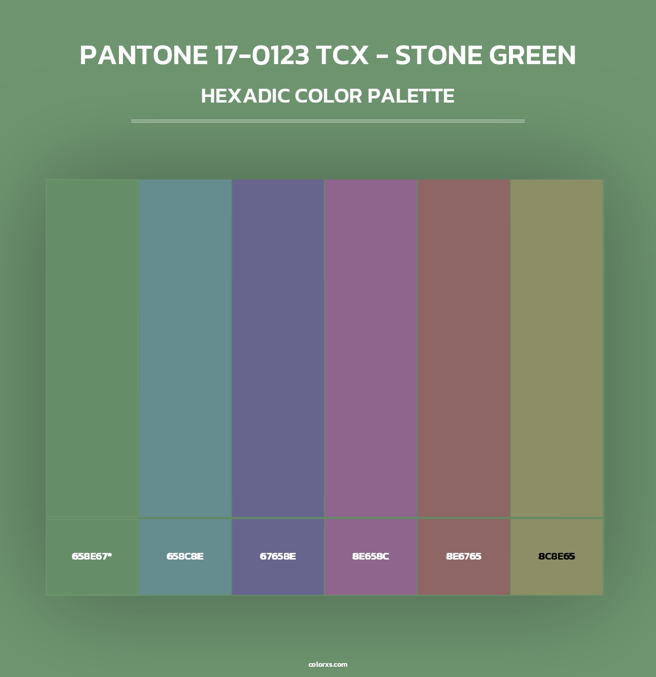 PANTONE 17-0123 TCX - Stone Green - Hexadic Color Palette