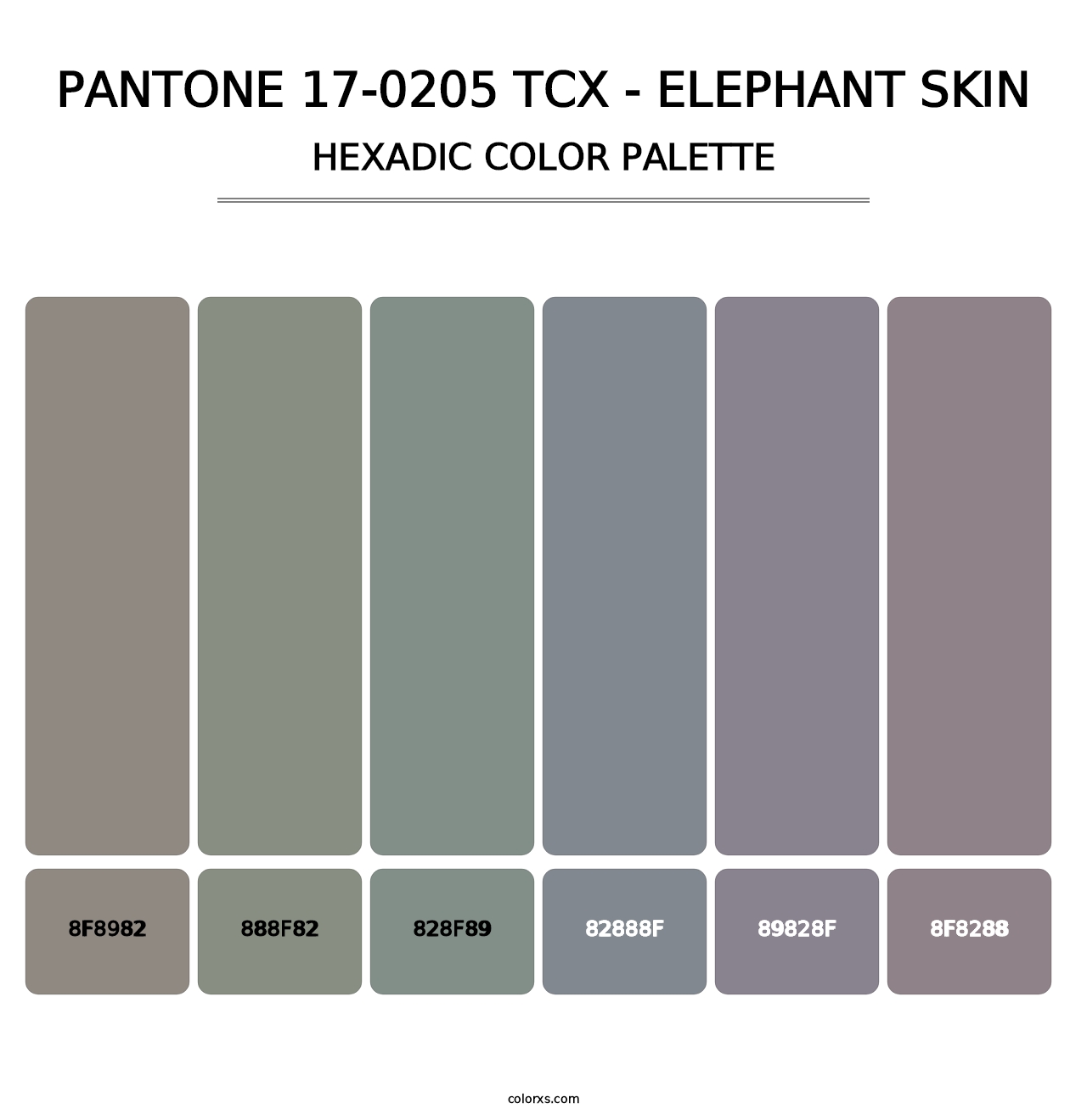 PANTONE 17-0205 TCX - Elephant Skin - Hexadic Color Palette