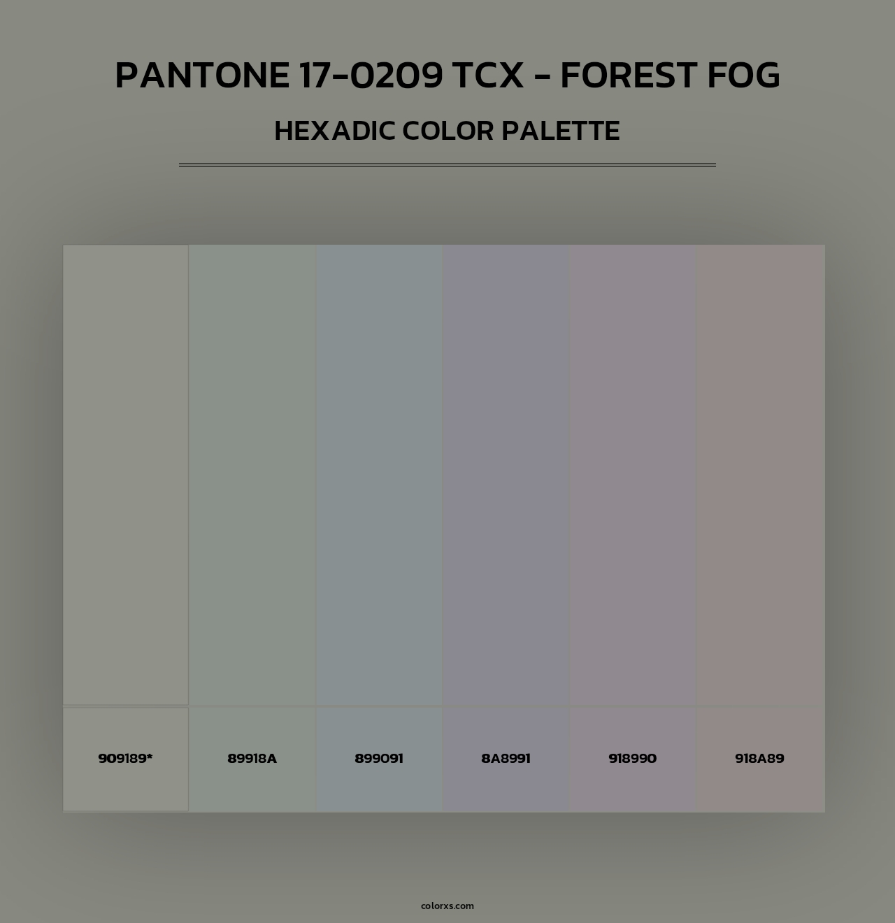 PANTONE 17-0209 TCX - Forest Fog - Hexadic Color Palette