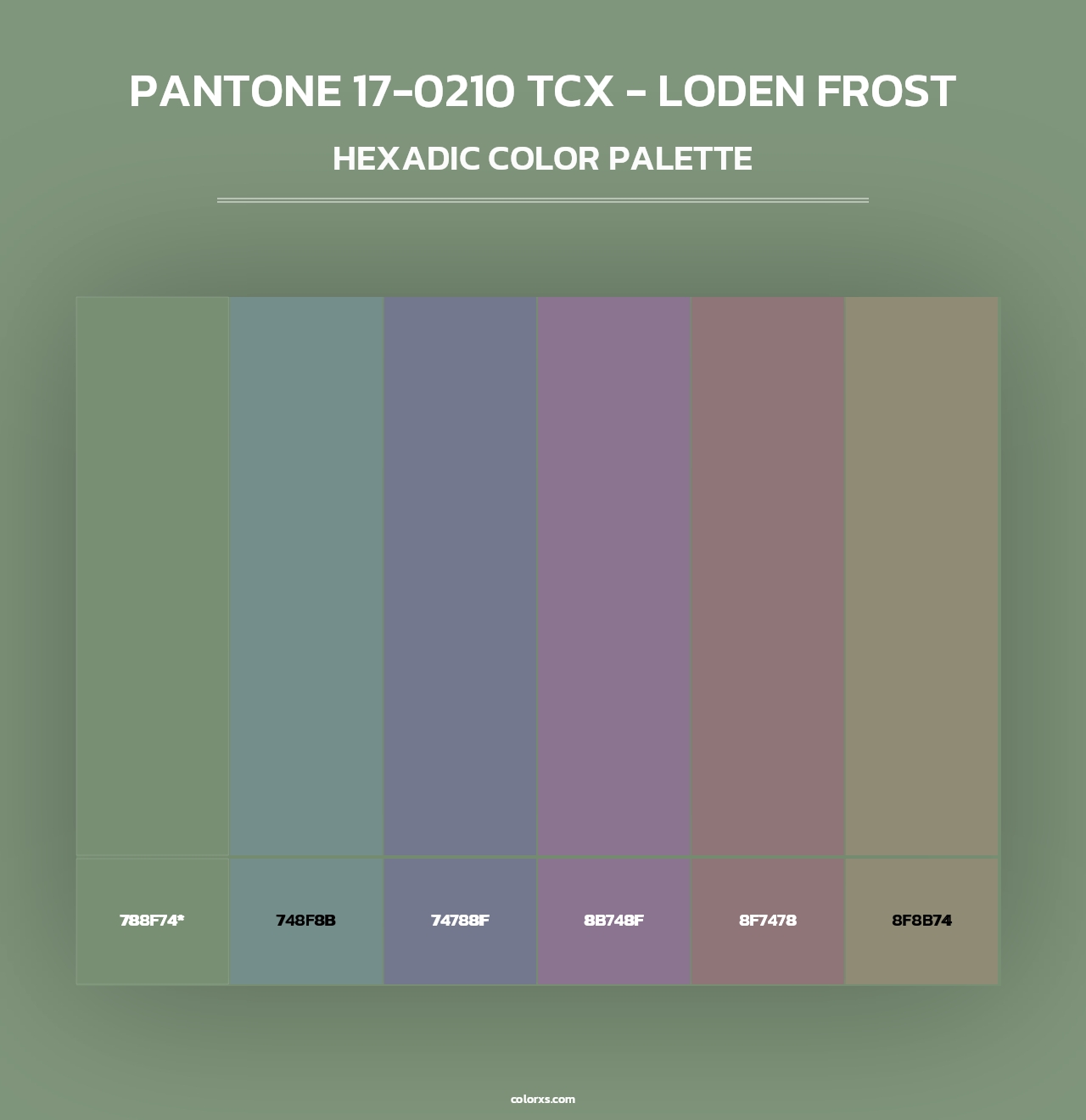 PANTONE 17-0210 TCX - Loden Frost - Hexadic Color Palette