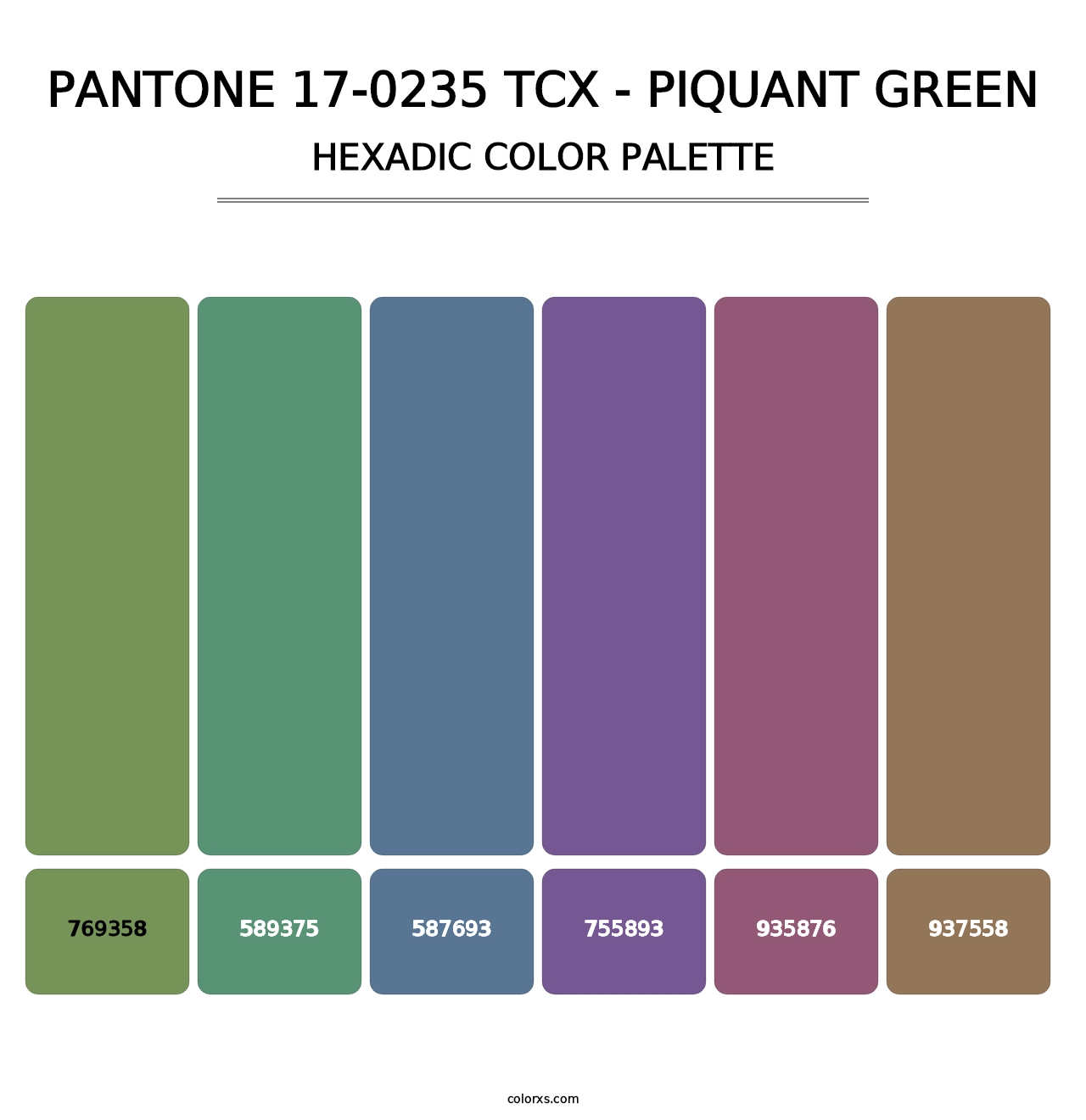 PANTONE 17-0235 TCX - Piquant Green - Hexadic Color Palette
