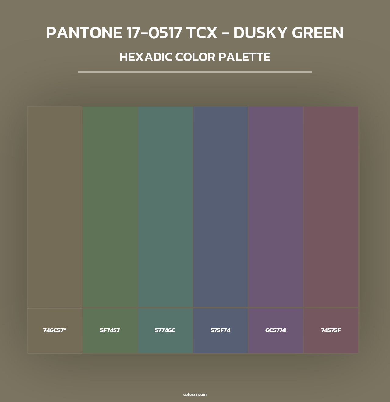 PANTONE 17-0517 TCX - Dusky Green - Hexadic Color Palette