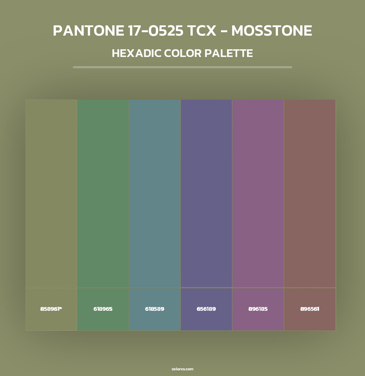 PANTONE 17-0525 TCX - Mosstone - Hexadic Color Palette