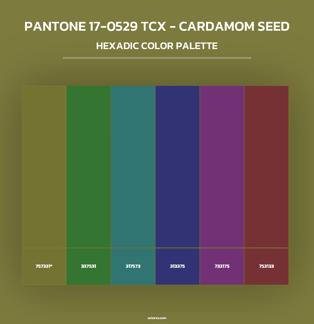 PANTONE 17-0529 TCX - Cardamom Seed - Hexadic Color Palette